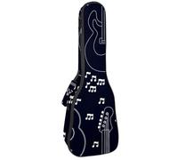 VAPOKF Custodia per ukulele, custodia per concerto soprano tenore 58,5 cm spessore 10 mm morbido imbottito cinghie regolabili Gig Bag, chitarre e note su nero, Multi, 25.9x9x3.1in/66x23x8cm