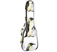 VAPOKF Custodia per ukulele, custodia per concerto soprano tenore 58,5 cm spessore 10 mm morbido imbottito cinghie regolabili Gig Bag, imperatore pinguino madre e piccolo bambino, Multi,