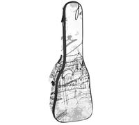 VAPOKF Custodia per ukulele, custodia per concerto soprano tenore 58,5 cm spessore 10 mm morbido imbottito cinghie regolabili Gig Bag, Torre Eiffel Parigi su grigio testurizzato, Multi,