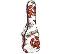 VAPOKF Custodia per ukulele, custodia per concerto soprano tenore, 58,6 cm, spessore 10 mm, morbida imbottitura con cinghie regolabili, borsa da concerto, aragosta, granchio, gamberetti, tartaruga,