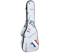 VAPOKF Custodia per ukulele, custodia per concerto soprano tenore 58,6 cm, spessore 10 mm, morbida imbottitura con cinghie regolabili, cartina della Francia e Torre di Parigi, Multi,