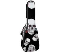 VAPOKF Custodia per ukulele, custodia per concerto soprano tenore 58,6 cm spessore 10 mm morbida imbottita cinghie regolabili, borsa da concerto gotico con teschi umani su sfondo nero, Multi,