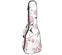 VAPOKF Custodia per ukulele, custodia per concerto soprano tenore 58,9 cm, spessore 10 mm, morbida imbottitura con cinghie regolabili, custodia per concerto con torre Eiffel di Parigi con bouquet di