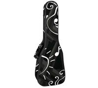 VAPOKF Custodia per ukulele, custodia per concerto soprano tenore 58,9 cm spessore 10 mm morbida imbottita cinghie regolabili Gig Bag, chitarra di musica nota forma, Multi, 25.9x9x3.1in/66x23x8cm