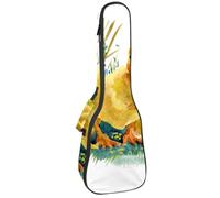 VAPOKF Custodia per ukulele, custodia per concerto soprano tenore 58,9 cm spessore 10 mm morbida imbottita cinghie regolabili Gig Bag, tre anatroccoli che giocano sull'erba, Multi,