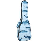 VAPOKF Custodia per ukulele, custodia per concerto soprano tenore 58,9 cm spessore 10 mm morbida imbottita cinghie regolabili Gig Bag, Whale and Tail from Ocean, Multi, 25.9x9x3.1in/66x23x8cm