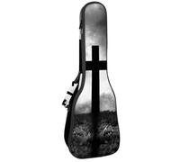 VAPOKF Custodia per ukulele, custodia per concerto soprano tenore 58,9 cm spessore 10 mm morbida imbottita cinghie regolabili Gig Bag, tre croci su Spooky Hill, Multi, 25.9x9x3.1in/66x23x8cm