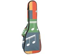 VAPOKF Custodia per ukulele, custodia per concerto soprano tenore 58,9 cm spessore 10 mm morbida imbottita cinghie regolabili Gig Bag, note musicali su griglia colorata, Multi, 25.9x9x3.1in/66x23x8cm