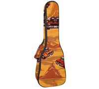VAPOKF Custodia per ukulele, custodia per concerto soprano tenore 58,9 cm spessore 10 mm morbido imbottito cinghie regolabili Gig Bag, potenti muscle car sulle montagne del deserto, Multi,