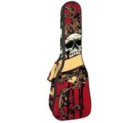 VAPOKF Custodia per ukulele, custodia per concerto soprano tenore 58,9 cm spessore 10 mm morbido imbottito cinghie regolabili Gig Bag, tre teschi con ali sul grunge, Multi, 25.9x9x3.1in/66x23x8cm