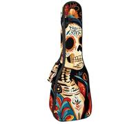 VAPOKF Custodia per ukulele, custodia per concerto soprano tenore 58,9 cm spessore 10 mm morbido imbottito cinghie regolabili Gig Bag, Day of The Dead Skeleton Couple, Multi, 25.9x9x3.1in/66x23x8cm
