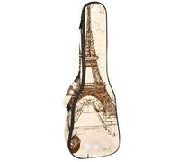 VAPOKF Custodia per ukulele, custodia per concerto soprano tenore 58,9 cm spessore 10 mm morbido imbottito cinghie regolabili Gig Bag, Romantico Parigi Torre Eiffel, Multi, 25.9x9x3.1in/66x23x8cm