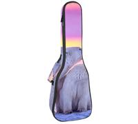 VAPOKF Custodia per ukulele, custodia per concerto soprano tenore 58,9 cm spessore 10 mm morbido imbottito cinghie regolabili Gig Bag, Polar Bear Family at Sunset, Multi, 25.9x9x3.1in/66x23x8cm