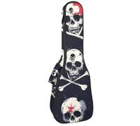 VAPOKF Custodia per ukulele, custodia per concerto soprano tenore 58,9 cm spessore 10 mm morbido imbottito cinghie regolabili, borsa da concerto con teschio di sangue e ossa, Multi,