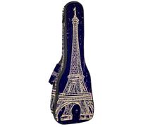 VAPOKF Custodia per ukulele, custodia per concerto soprano tenore 58,9 cm spessore 10 mm morbido imbottito cinghie regolabili Gig Bag, poster con Torre Eiffel, Multi, 25.9x9x3.1in/66x23x8cm