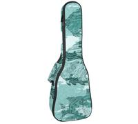 VAPOKF Custodia per ukulele, custodia per concerto soprano tenore 58,9 cm spessore 10 mm morbido imbottito cinghie regolabili, borsa da concerto color foglia di tè dell'Egeo Shoal of Fish, Multi,