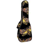 VAPOKF Custodia per ukulele, custodia per concerto soprano tenore 58,9 cm spessore 10 mm morbido imbottito cinghie regolabili Gig Bag, motivo tarme testa di morte, Multi, 25.9x9x3.1in/66x23x8cm