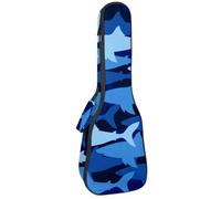 VAPOKF Custodia per ukulele, custodia per concerto soprano tenore 58,9 cm spessore 10 mm morbido imbottito cinghie regolabili Gig Bag, Blue Shark Silhouette, Multi, 25.9x9x3.1in/66x23x8cm