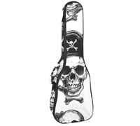 VAPOKF Custodia per ukulele, custodia per concerto soprano tenore 58,9 cm spessore 10 mm morbido imbottito cinghie regolabili Gig Bag, Skull Pirate Hat Bones, Multi, 25.9x9x3.1in/66x23x8cm