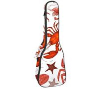 VAPOKF Custodia per ukulele, custodia per concerto soprano tenore 58,9 cm spessore 10 mm morbido imbottito cinghie regolabili borsa da concerto aragosta granchio gamberetti salmone calamari frutti di