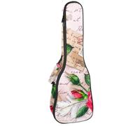 VAPOKF Custodia per ukulele, custodia per concerto soprano tenore 58,9 cm spessore 10 mm morbido imbottito cinghie regolabili Gig Bag, Torre Eiffer Rose francobolli lettere scritte, Multi,
