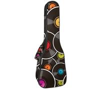 VAPOKF Custodia per ukulele, custodia per ukulele soprano tenore concerto 58,9 cm spessore 10 mm morbida imbottita cinghie regolabili Gig Bag, fondo vinile disco, Multi, 25.9x9x3.1in/66x23x8cm