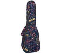VAPOKF Custodia per ukulele, custodia per ukulele soprano tenore concerto 58 cm spessore 10 mm morbida imbottita cinghie regolabili borsa da concerto retrò cassette registratore, Multi,