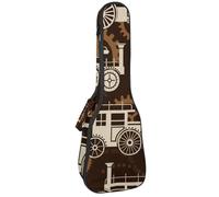 VAPOKF Custodia per ukulele, custodia per ukulele soprano tenore concerto 58 cm spessore 10 mm morbido imbottito cinghie regolabili borsa da concerto retrò Steampunk Cars, Multi,