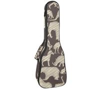 VAPOKF Custodia per ukulele, custodia per ukulele soprano tenore concerto 58 cm spessore 10 mm morbido imbottito cinghie regolabili Gig Bag, animali dello zoo a forma di linea, Multi,