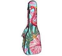 VAPOKF Custodia per ukulele, custodia per ukulele soprano tenore concerto 58 cm spessore 10 mm morbida imbottita cinghie regolabili Gig Bag, fenicottero tropicale ibisco giungla congedo, Multi,