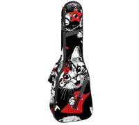 VAPOKF Custodia per ukulele, custodia per ukulele soprano tenore concerto 58 cm spessore 10 mm morbido imbottito cinghie regolabili Gig Bag, Rock Cat e Dog Play Guitar, Multi, 25.9x9x3.1in/66x23x8cm