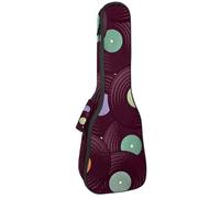 VAPOKF Custodia per ukulele, custodia per ukulele soprano tenore concerto 58 cm spessore 10 mm morbida imbottita cinghie regolabili, senza cuciture retrò vinile disco, Multi, 25.9x9x3.1in/66x23x8cm