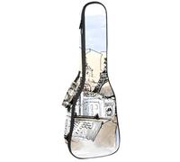 VAPOKF Custodia per ukulele, custodia per ukulele soprano tenore concerto 58 cm spessore 10 mm morbida imbottita tracolla regolabile Gig Bag, Paesaggio di Parigi, Multi, 25.9x9x3.1in/66x23x8cm
