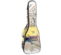 VAPOKF Custodia per ukulele, custodia per ukulele soprano tenore concerto 58 cm spessore 10 mm morbida imbottita cinghie regolabili Gig Bag, Old Tram on the Street, Multi, 25.9x9x3.1in/66x23x8cm