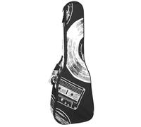 VAPOKF Custodia per ukulele, custodia per ukulele soprano tenore concerto 58 cm spessore 10 mm morbida imbottita cinghie regolabili Gig Bag, nastro vinile CD cassette, Multi, 25.9x9x3.1in/66x23x8cm