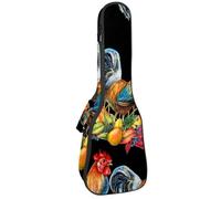 VAPOKF Custodia per ukulele, custodia per ukulele soprano tenore concerto 58 cm spessore 10 mm morbido imbottito cinghie regolabili borsa da concerto colorato gallo fattoria raccolta zucca, Multi,