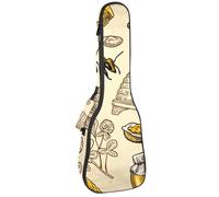 VAPOKF Custodia per ukulele, custodia per ukulele soprano tenore concerto 58 cm spessore 10 mm morbida imbottita cinghie regolabili borsa da concerto ape miele alveare pane a nido d'ape, Multi,