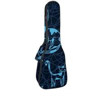 VAPOKF Custodia per ukulele, custodia per ukulele soprano tenore concerto 58 cm spessore 10 mm morbido imbottito cinghie regolabili Gig Bag, gatti blu arricciati sdraiati, Multi,
