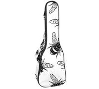 VAPOKF Custodia per ukulele, custodia per ukulele soprano tenore concerto 58 cm spessore 10 mm morbido imbottito cinghie regolabili borsa da concerto disegno a mano bombo nero, Multi,