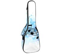 VAPOKF Custodia per ukulele, custodia per ukulele soprano tenore concerto 58 cm spessore 10 mm morbido imbottito cinghie regolabili, borsa da concerto acquerello blu farfalla con note musicali, Multi,