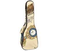 VAPOKF Custodia per ukulele, custodia per ukulele soprano tenore concerto 58 cm spessore 10 mm morbida imbottita cinghie regolabili, borsa da concerto vintage treno in città, Multi,