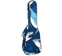 VAPOKF Custodia per ukulele, custodia per ukulele soprano tenore concerto 58 cm spessore 10 mm morbida imbottita cinghie regolabili, borsa da concerto subacquea con squali arrabbiati, Multi,
