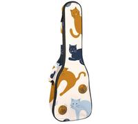 VAPOKF Custodia per ukulele, custodia per ukulele soprano tenore concerto 58 cm spessore 10 mm morbido imbottito cinghie regolabili Gig Bag, gatti che giocano con una palla, Multi,