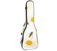 VAPOKF Custodia per ukulele, custodia per ukulele soprano tenore concerto 58 cm spessore 10 mm morbido imbottito cinghie regolabili Gig Bag, api che volano su margherita, Multi, 25.9x9x3.1in/66x23x8cm