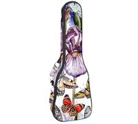 VAPOKF Custodia per ukulele, custodia per ukulele soprano tenore concerto 58 cm spessore 10 mm morbida imbottita cinghie regolabili Gig Bag, belle farfalle e fiori iris, Multi, 25.9x9x3.1in/66x23x8cm