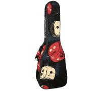 VAPOKF Custodia per ukulele, custodia per ukulele soprano tenore concerto 58 cm spessore 10 mm morbida imbottita cinghie regolabili Gig Bag, dadi bianchi e rossi, Multi, 25.9x9x3.1in/66x23x8cm