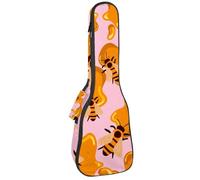 VAPOKF Custodia per ukulele, custodia per ukulele soprano tenore concerto 58 cm spessore 10 mm morbido imbottito cinghie regolabili Gig Bag, Bee on Sweet Honey, Multi, 25.9x9x3.1in/66x23x8cm
