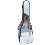 VAPOKF Custodia per ukulele, custodia per ukulele soprano tenore concerto 58 cm spessore 10 mm morbida imbottita cinghie regolabili Gig Bag, Wolf Walking in Snow, Multi, 25.9x9x3.1in/66x23x8cm