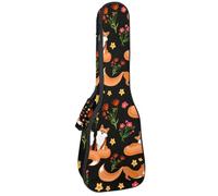 VAPOKF Custodia per ukulele, custodia per ukulele soprano tenore concerto 58 cm spessore 10 mm morbido imbottito cinghie regolabili Gig Bag, Summer Fox e fiori, Multi, 25.9x9x3.1in/66x23x8cm
