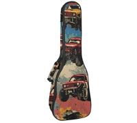 VAPOKF Custodia per ukulele, custodia per ukulele soprano tenore concerto 58 cm spessore 10 mm morbida imbottita cinghie regolabili, borsa da concerto grunge Monster Truck Cars, Multi,